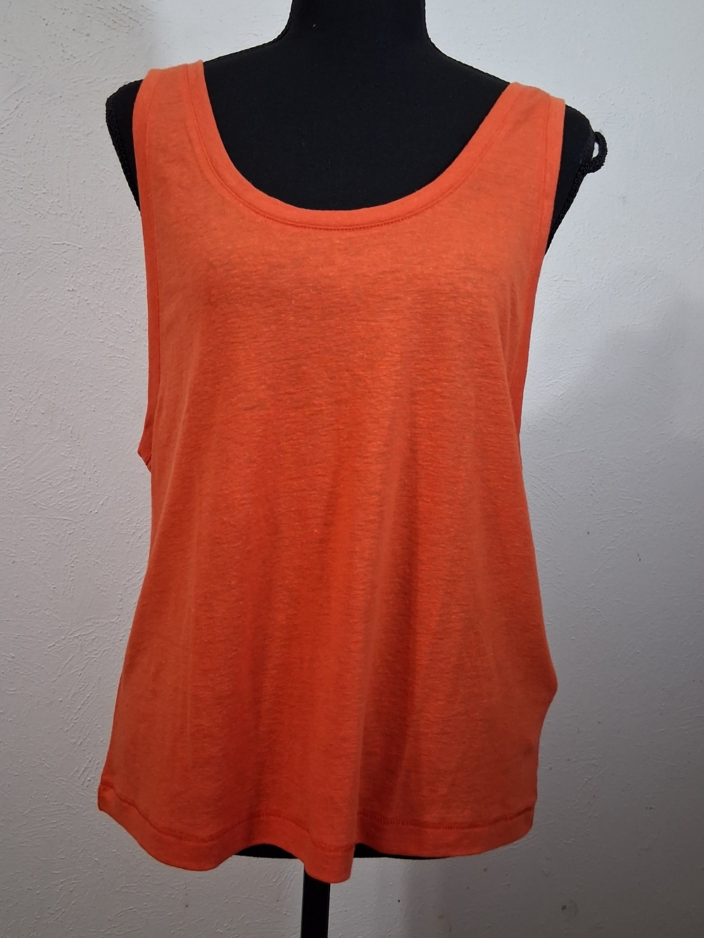 Madewell Orange Linen Blend Scoop Neck Tank Top